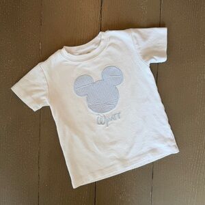 Blanke Boutique “Wyatt” Monogram Mickey Mouse Disney Short-Sleeve Shirt • 2T